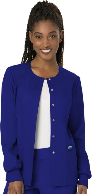 Cherokee Scrub Jackets For Woman, Snap Front with 3 Pockets & 2 way Stretch - WW310