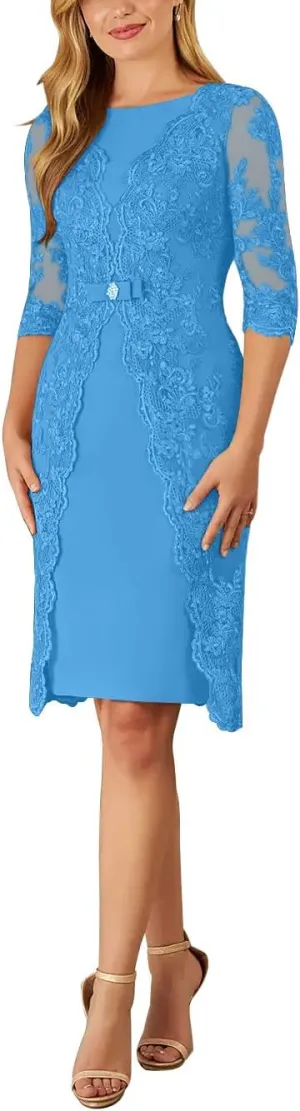Chiffon Mother of The Bride Dresses for Women with Lace Appliques Formal Wedding Guest Dress 2024
