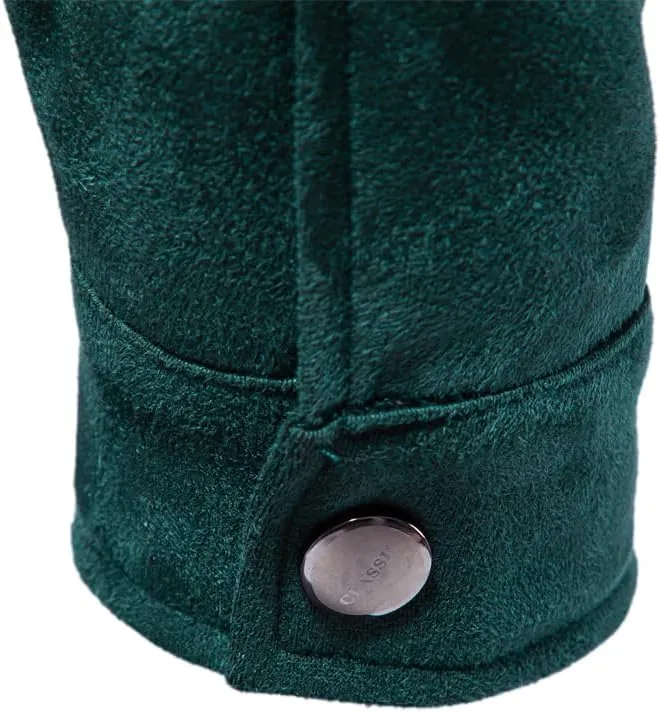 Classic Faux Suede Leather Jacket Men Turn Down Collar Lightweight Suede Men's Jackets