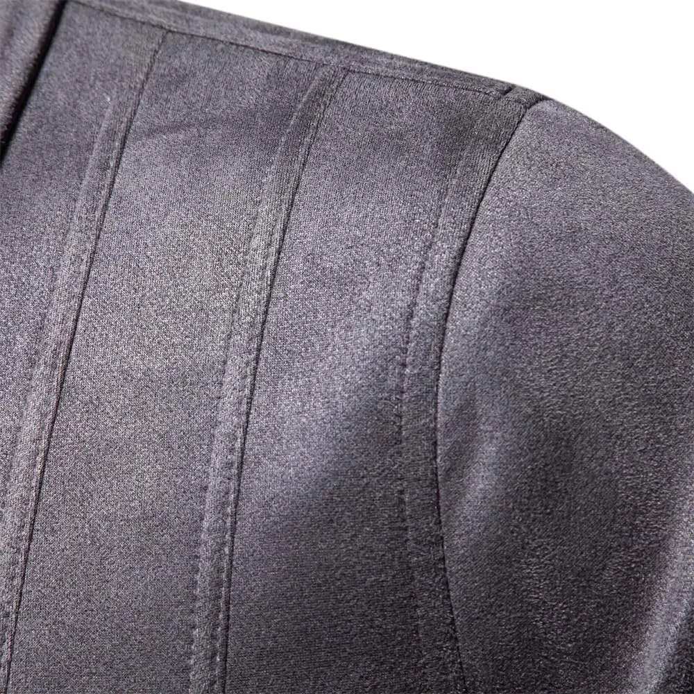 Classic Faux Suede Leather Jacket Men Turn Down Collar Lightweight Suede Men's Jackets