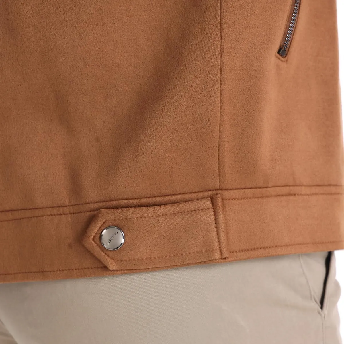 Classic Faux Suede Leather Jacket Men Turn Down Collar Lightweight Suede Men's Jackets
