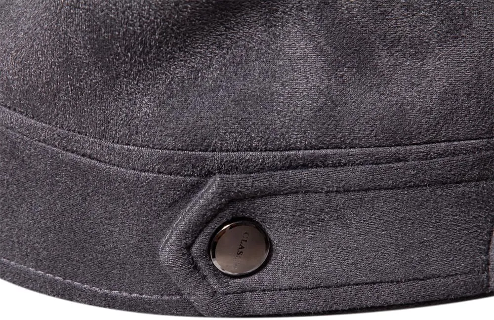 Classic Faux Suede Leather Jacket Men Turn Down Collar Lightweight Suede Men's Jackets