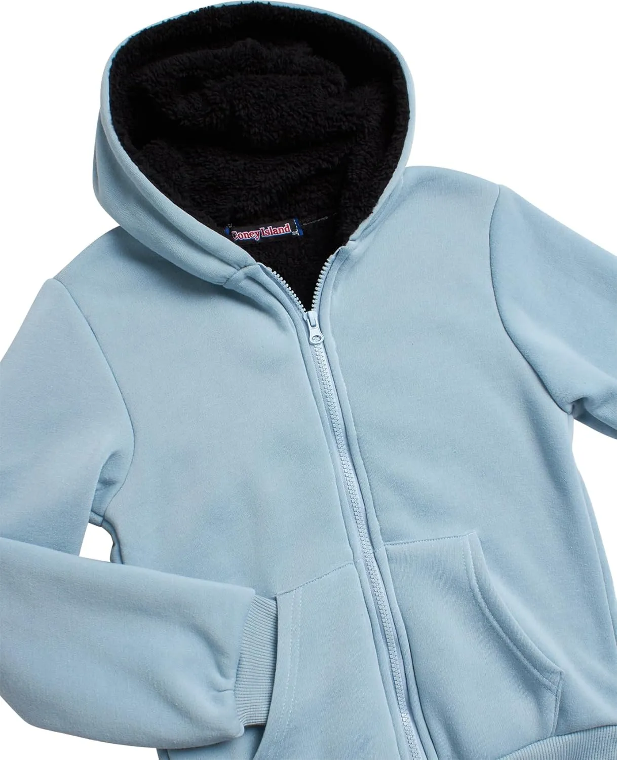 Coney Island Boys Sweatshirts - Cozy Warm Sherpa Lined Soft Fleece Zip Up Hoodie Sweatshirt for Boys (Sizes Run Small: 4-16)