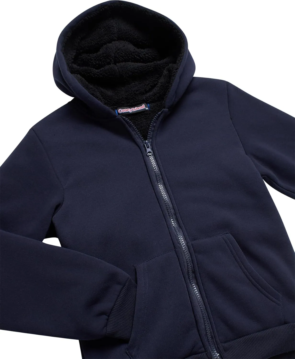 Coney Island Boys Sweatshirts - Cozy Warm Sherpa Lined Soft Fleece Zip Up Hoodie Sweatshirt for Boys (Sizes Run Small: 4-16)