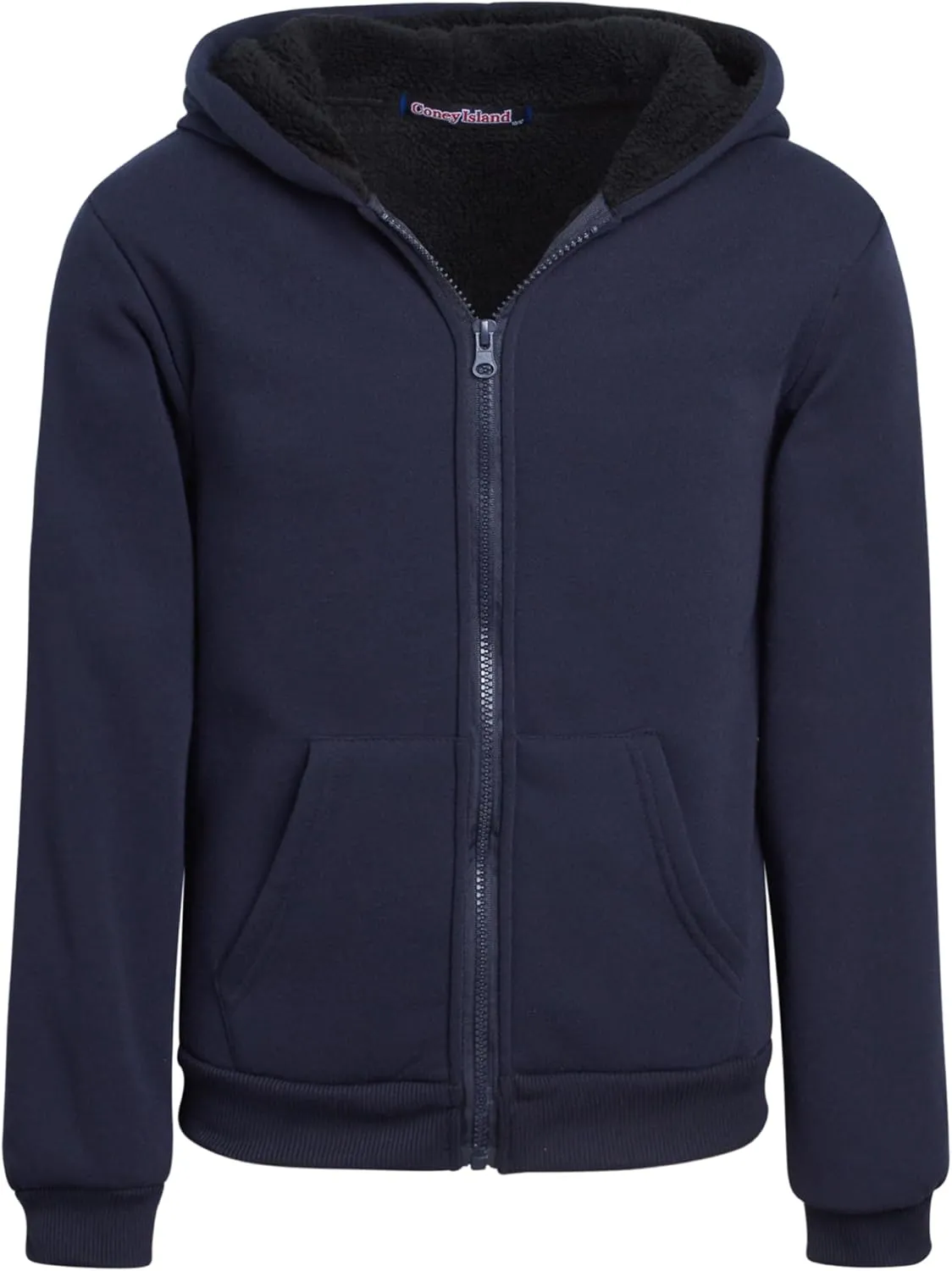 Coney Island Boys Sweatshirts - Cozy Warm Sherpa Lined Soft Fleece Zip Up Hoodie Sweatshirt for Boys (Sizes Run Small: 4-16)