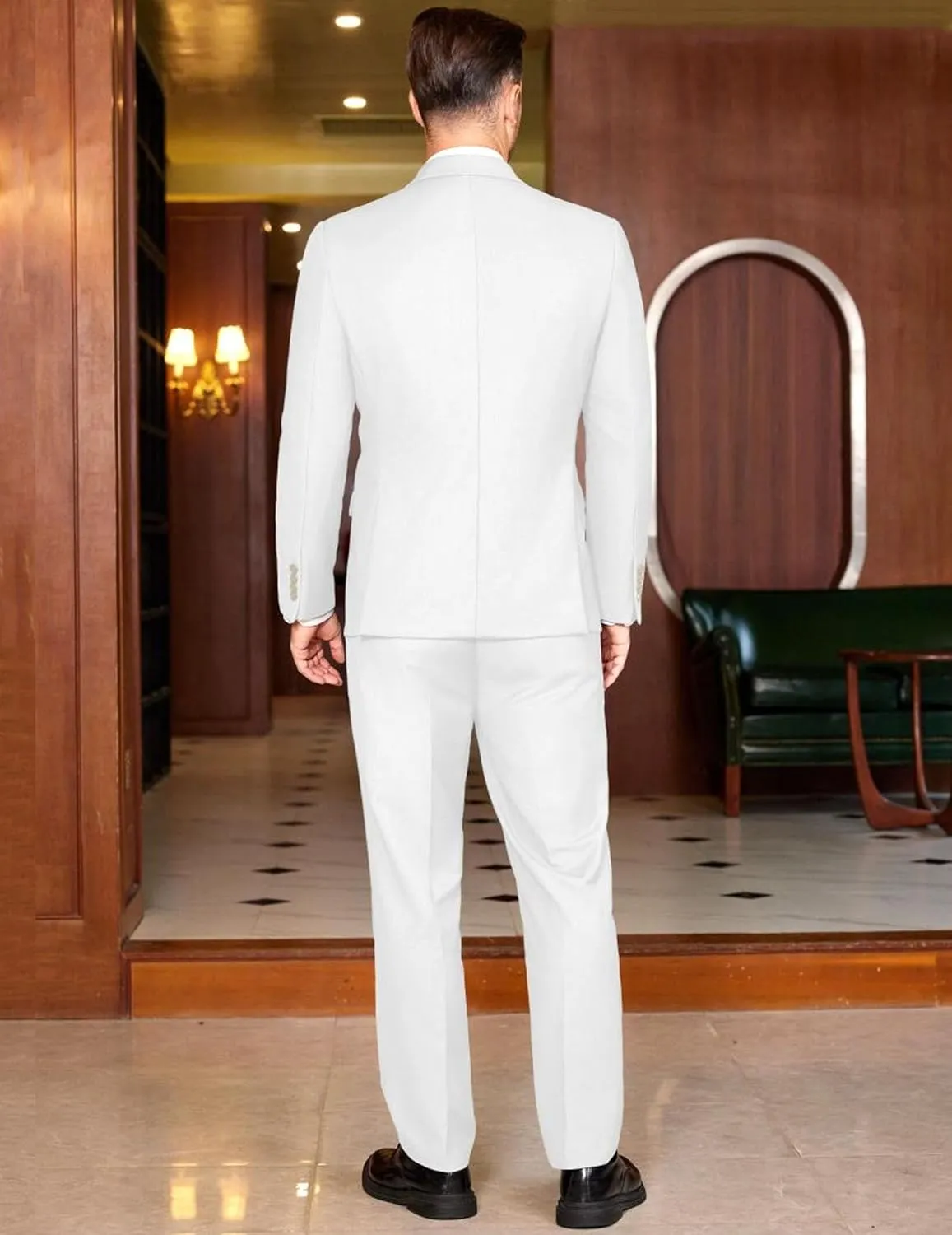 COOFANDY Men's 2 Piece Double Breasted Suits Slim Fit Tuxedo Jacket and Dress Pants Set for Wedding Business Prom