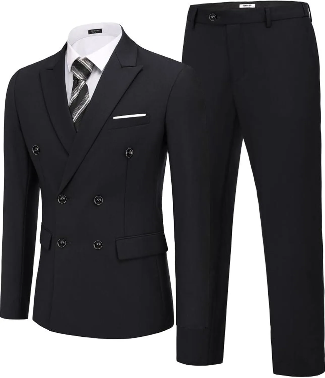 COOFANDY Men's 2 Piece Double Breasted Suits Slim Fit Tuxedo Jacket and Dress Pants Set for Wedding Business Prom