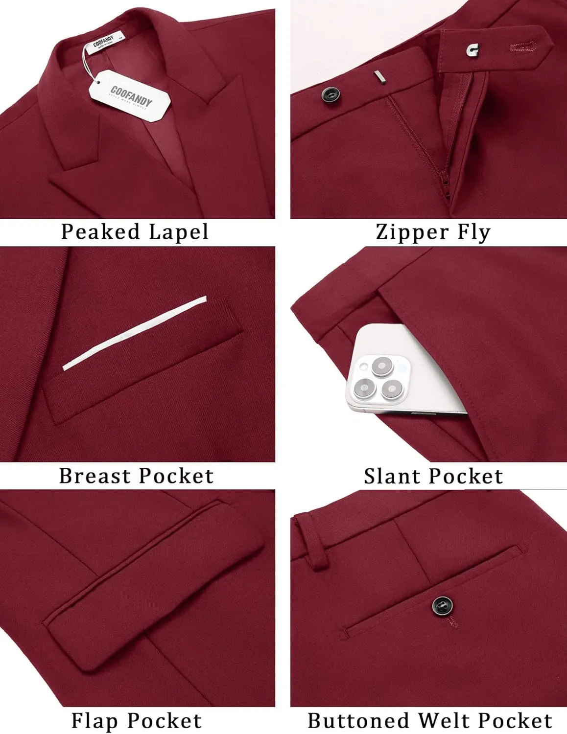 COOFANDY Men's 2 Piece Double Breasted Suits Slim Fit Tuxedo Jacket and Dress Pants Set for Wedding Business Prom