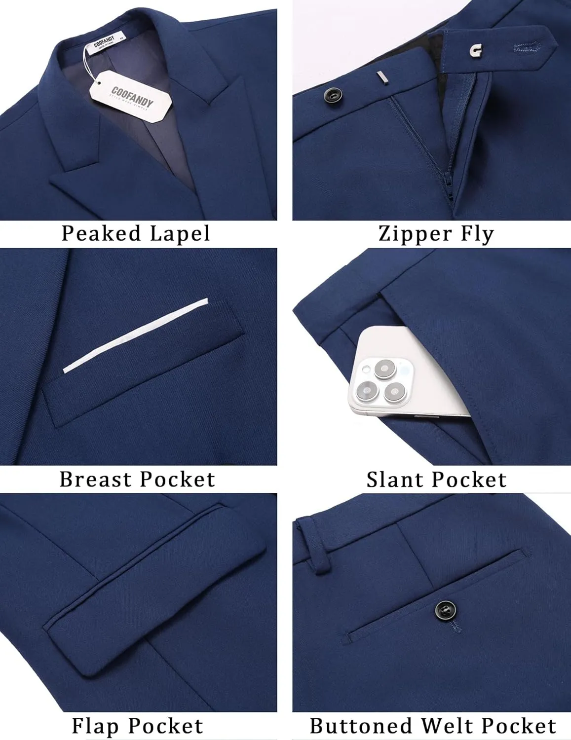 COOFANDY Men's 2 Piece Double Breasted Suits Slim Fit Tuxedo Jacket and Dress Pants Set for Wedding Business Prom