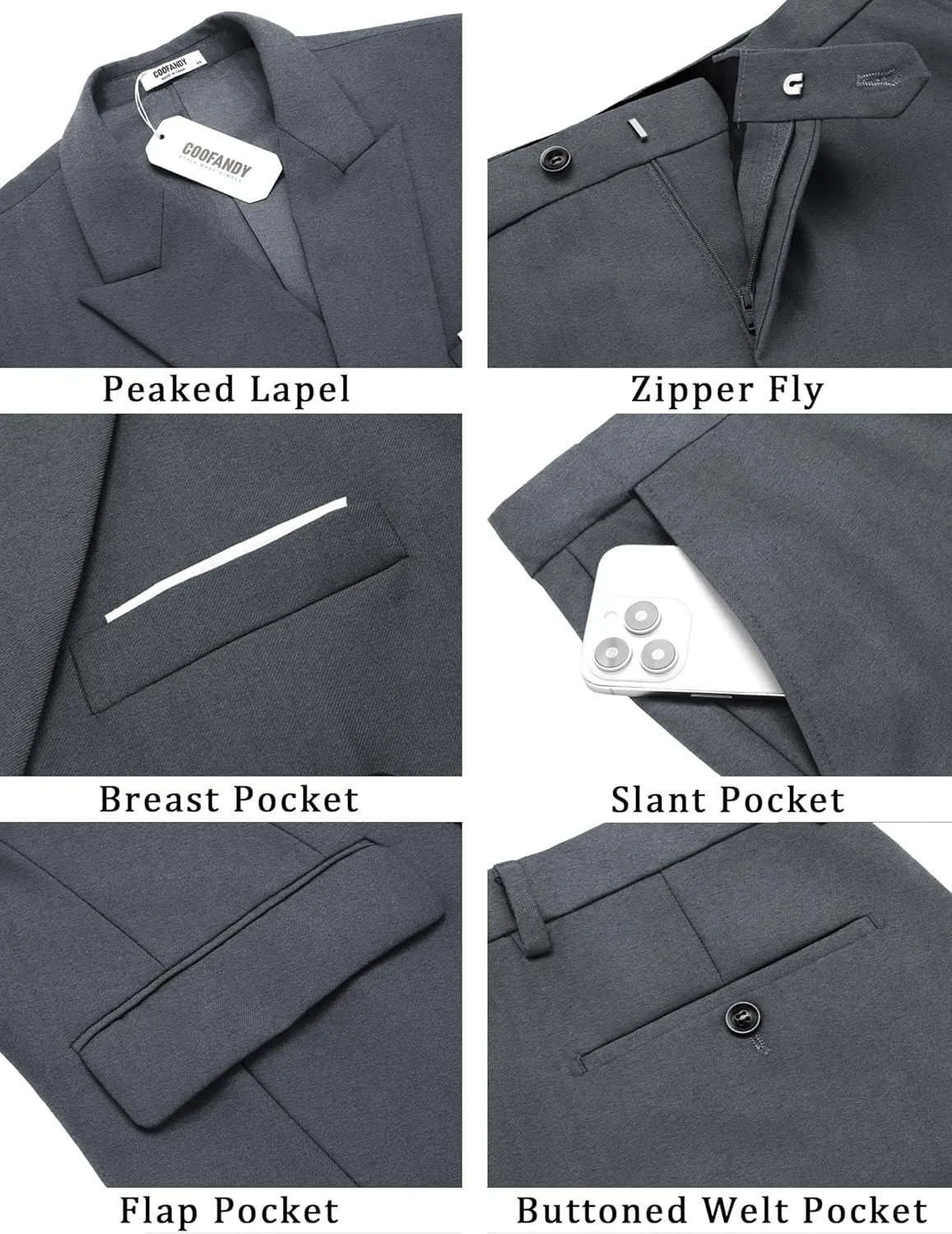 COOFANDY Men's 2 Piece Double Breasted Suits Slim Fit Tuxedo Jacket and Dress Pants Set for Wedding Business Prom