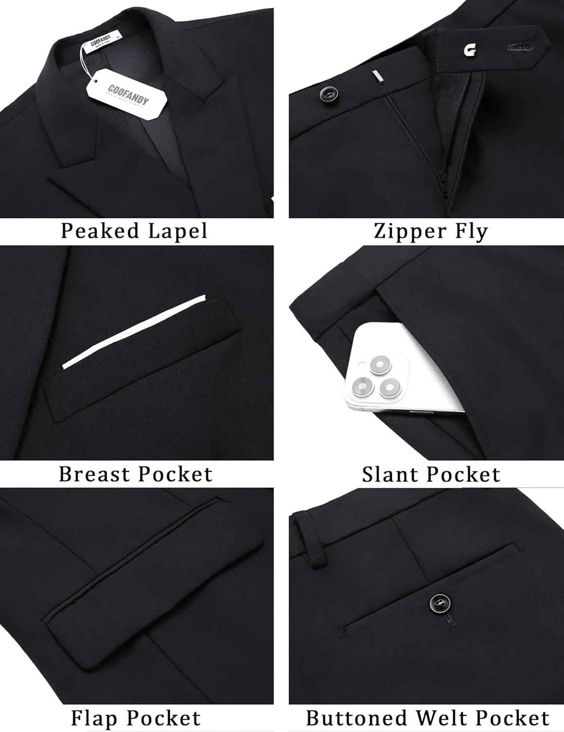 COOFANDY Men's 2 Piece Double Breasted Suits Slim Fit Tuxedo Jacket and Dress Pants Set for Wedding Business Prom