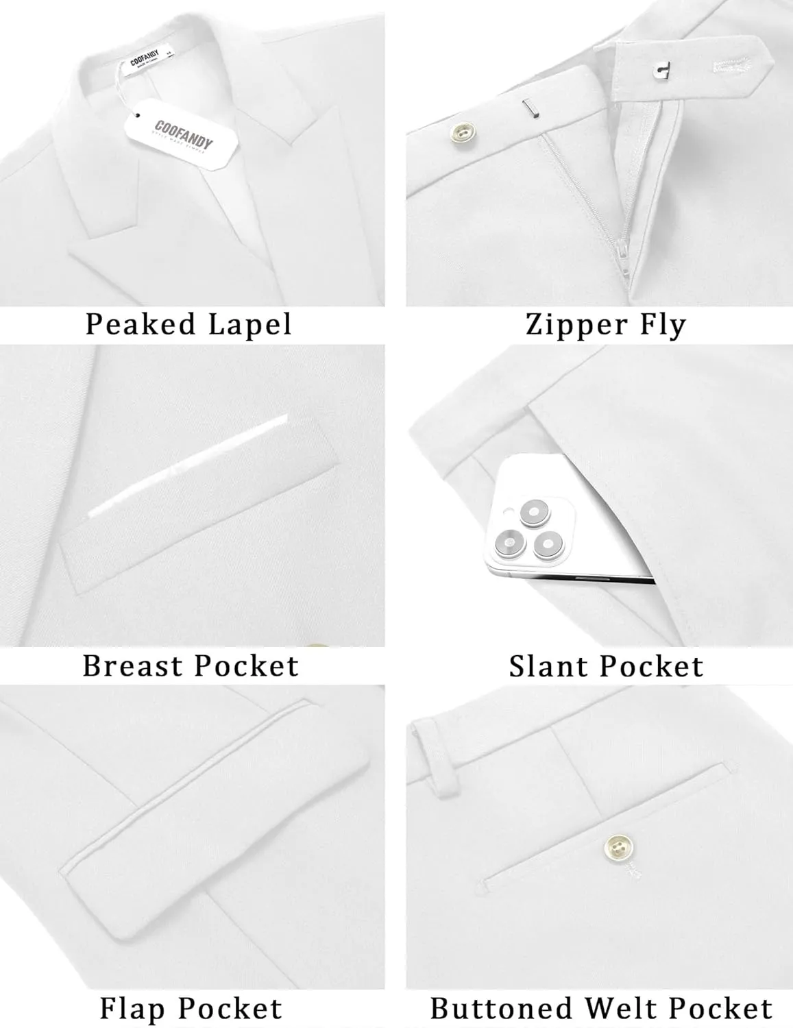 COOFANDY Men's 2 Piece Double Breasted Suits Slim Fit Tuxedo Jacket and Dress Pants Set for Wedding Business Prom