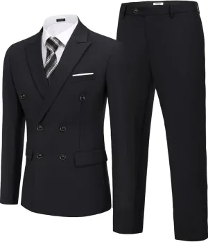 COOFANDY Men's 2 Piece Double Breasted Suits Slim Fit Tuxedo Jacket and Dress Pants Set for Wedding Business Prom