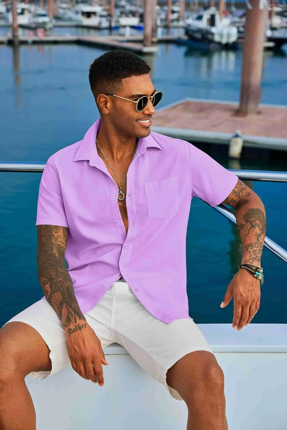 COOFANDY Men's Button Down Shirts Short Sleeve Casual Summer Shirts Beach Wedding Shirt with Pocket