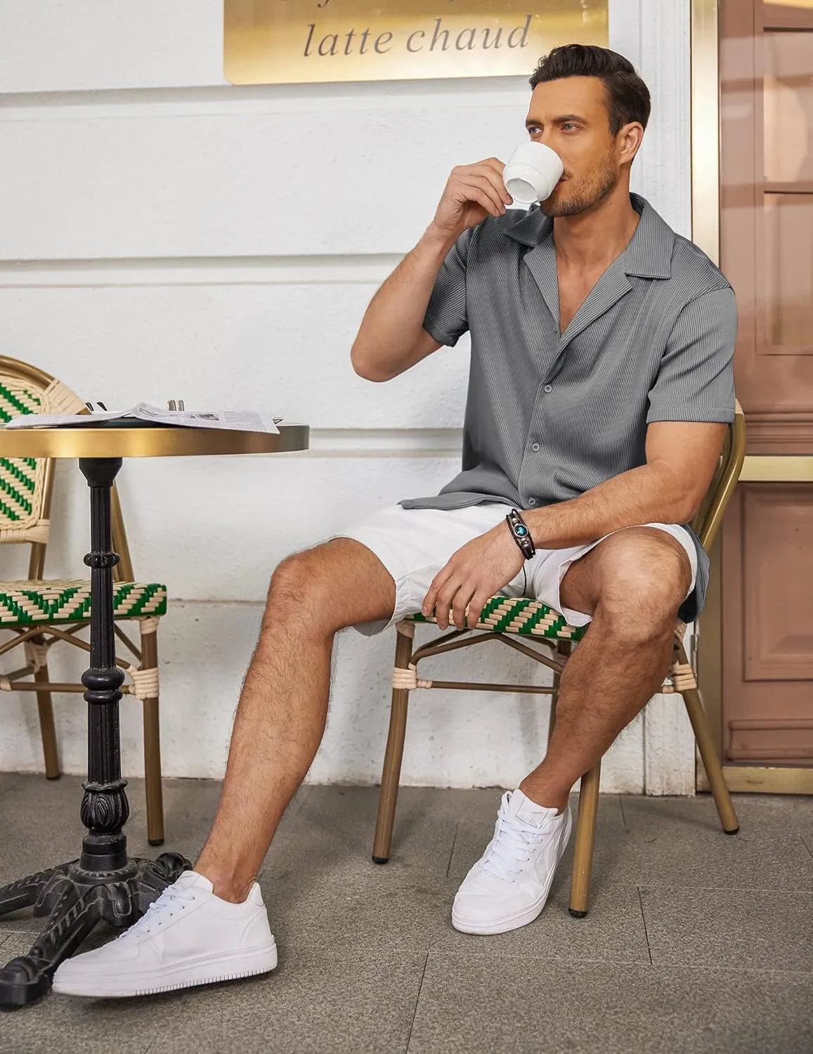 COOFANDY Men's Casual Button Down Shirts Short Sleeve Regular Fit Fashion Camp Beach Shirts Tops