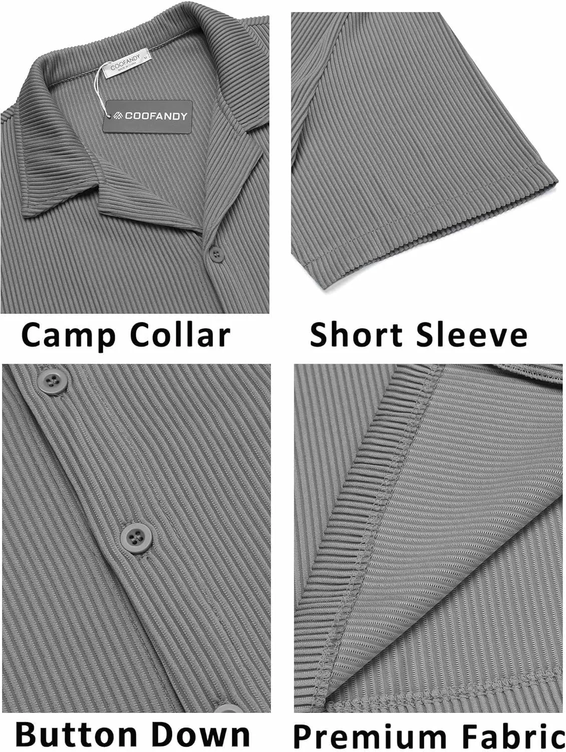 COOFANDY Men's Casual Button Down Shirts Short Sleeve Regular Fit Fashion Camp Beach Shirts Tops