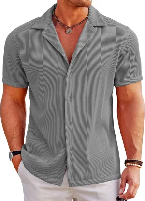 COOFANDY Men's Casual Button Down Shirts Short Sleeve Regular Fit Fashion Camp Beach Shirts Tops