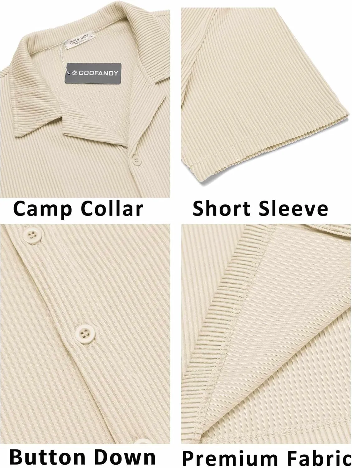 COOFANDY Men's Casual Button Down Shirts Short Sleeve Regular Fit Fashion Camp Beach Shirts Tops