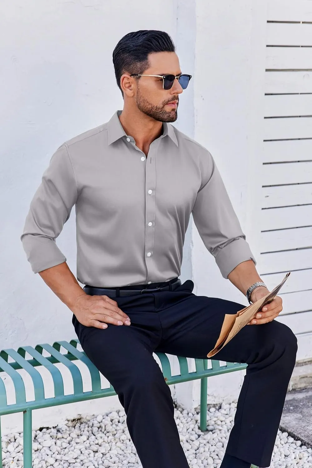 COOFANDY Mens Dress Shirt Long Sleeve Wrinkle Free Formal Shirts Business Casual Button Down Shirts
