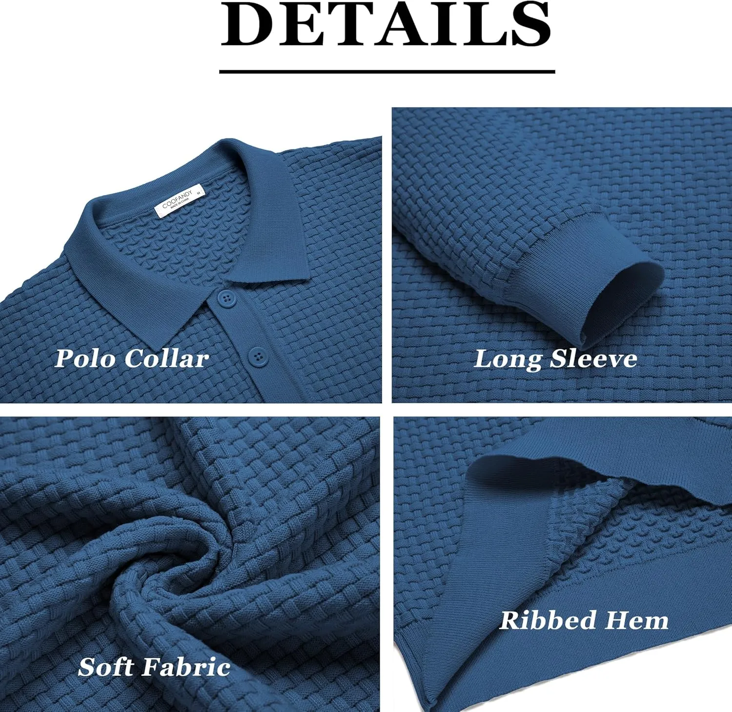 COOFANDY Men's Knit Polo Shirts Long Sleeve Sweater Polo Lightweight Fashion Casual Collared T Shirts