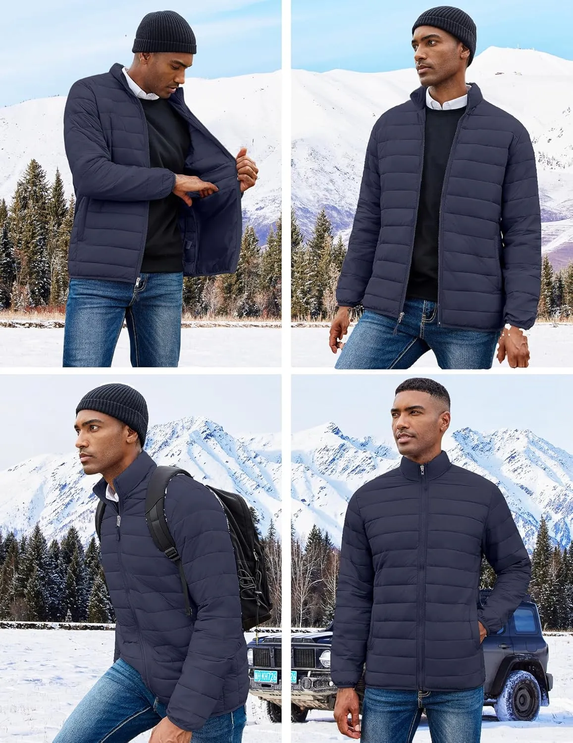 COOFANDY Mens Puffer Jacket Packable Lightweight Jackets Winter Coat Windproof Zipper Down Jacket