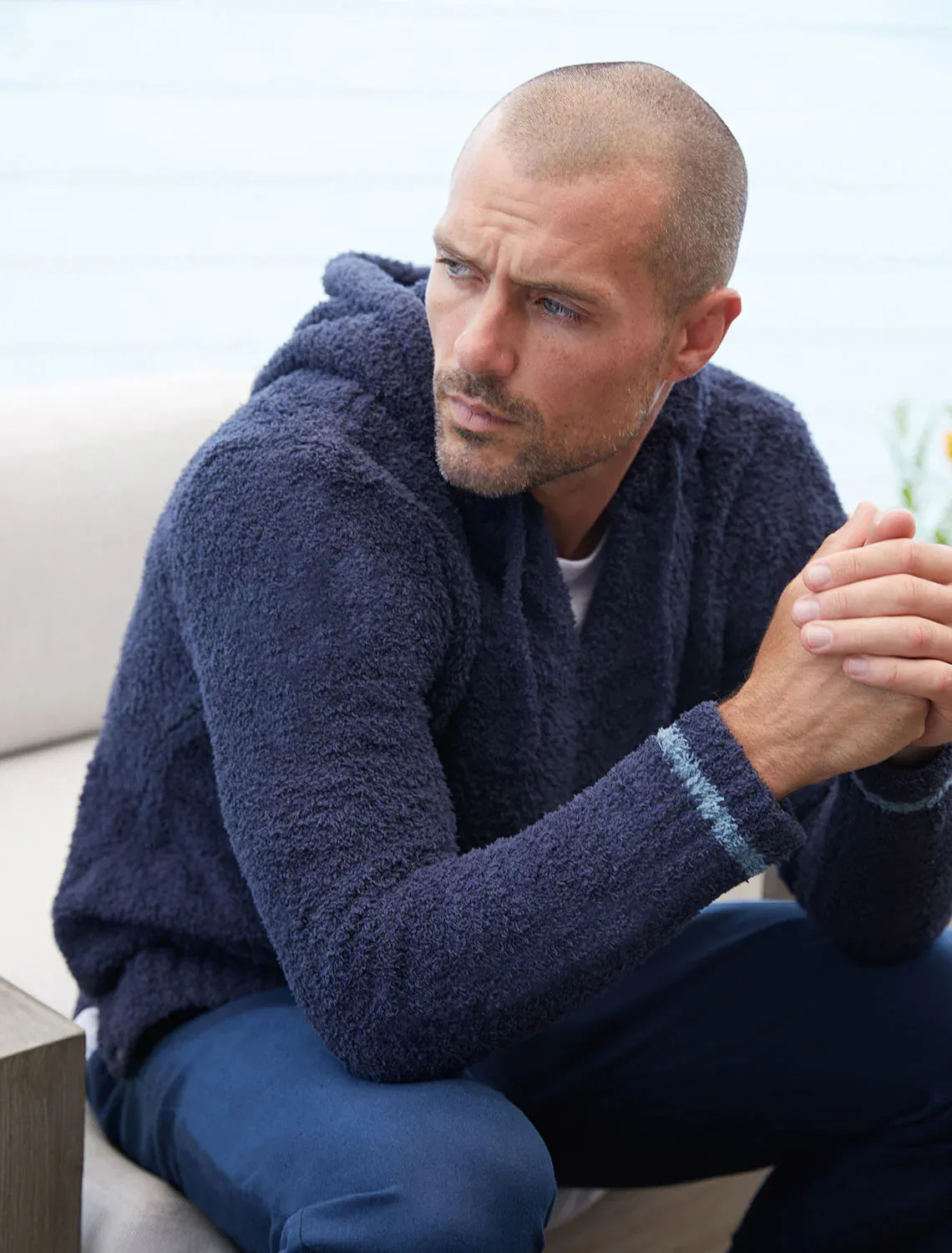 CozyChic® Adult Baja Hoodie - Indigo/Dust Stripe