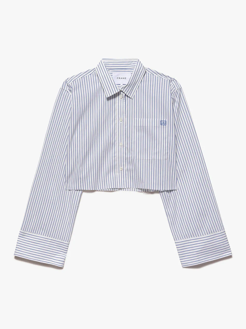 Cropped Wide Sleeve Shirt -- Cobalt Multi