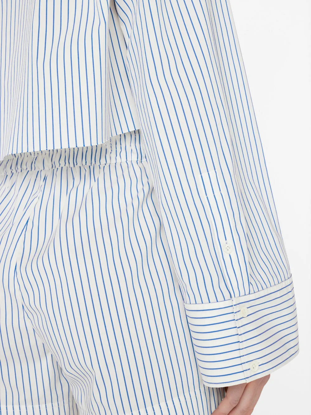 Cropped Wide Sleeve Shirt -- Cobalt Multi