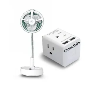 Cruise Essentials Portable Fan wall plug Bundle