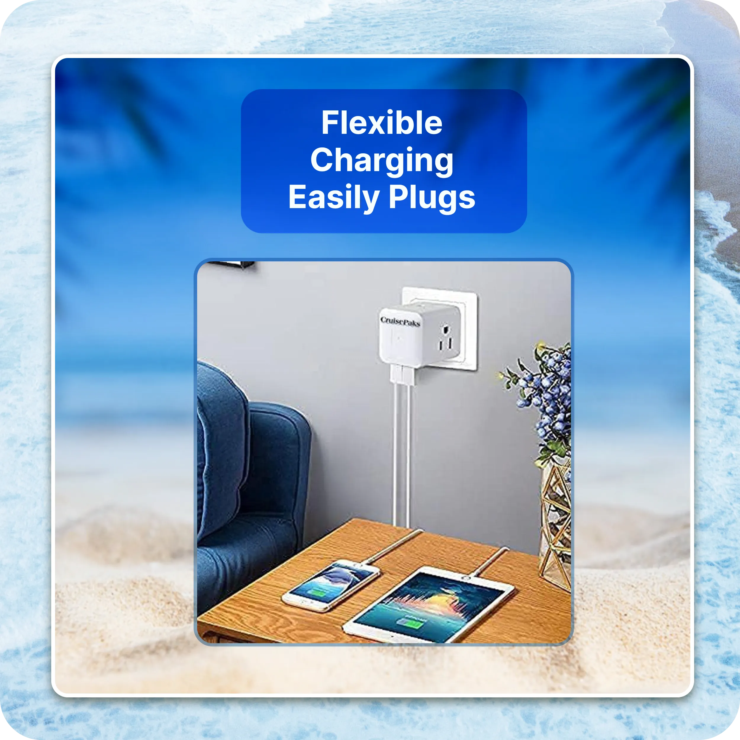 Cruise Essentials Portable Fan wall plug Bundle