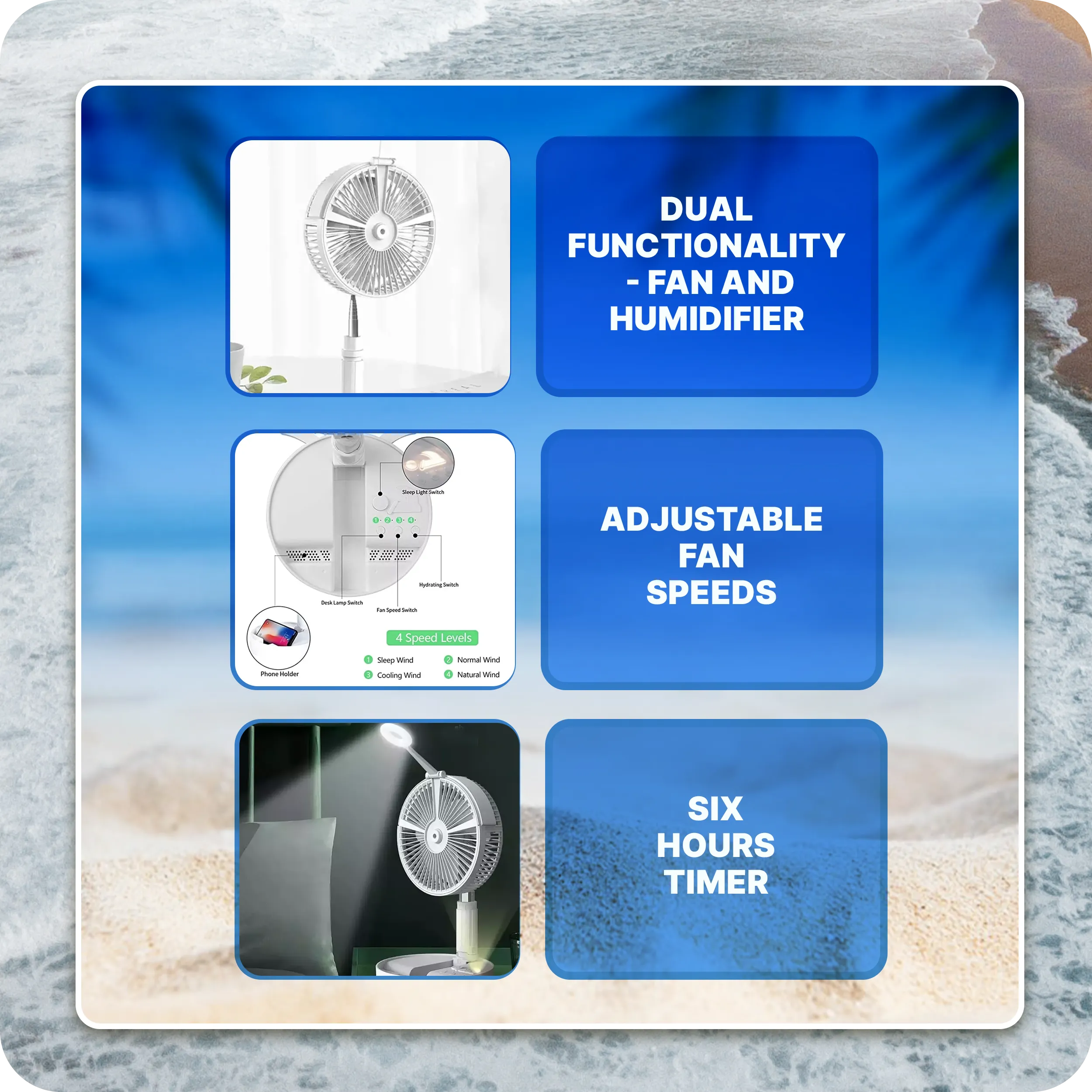 Cruise Essentials Portable Fan wall plug Bundle