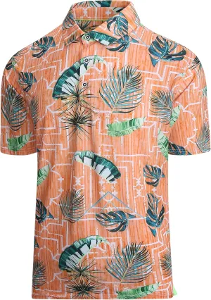 Damipow Mens Golf Shirts Dry Fit Polo Shirts Moisture Wicking Short Sleeve Hawaiian Polo Shirt