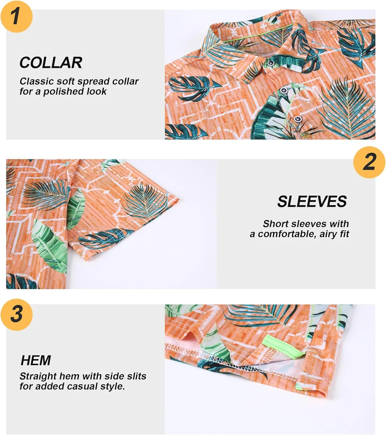 Damipow Mens Golf Shirts Dry Fit Polo Shirts Moisture Wicking Short Sleeve Hawaiian Polo Shirt