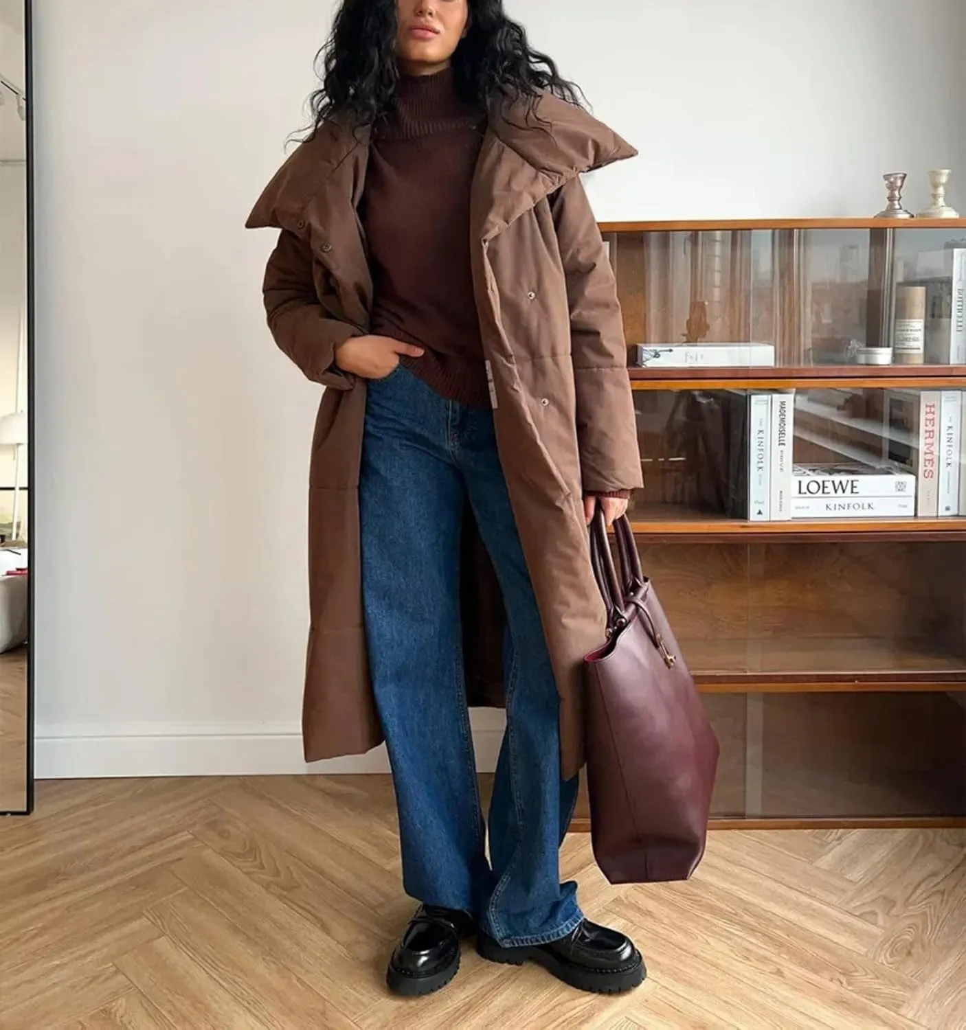 Dawery Women Loose Thicken Jackets Parkas Winter Coats Oversized Warm Long Belt Puffer Jackets Ladies Cotton Padded Jacket