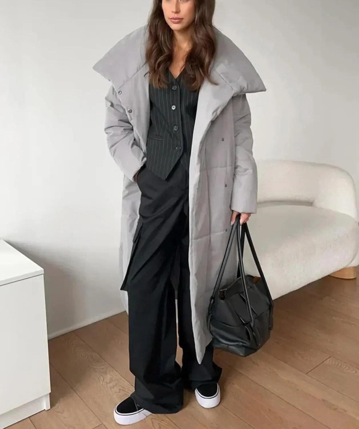 Dawery Women Loose Thicken Jackets Parkas Winter Coats Oversized Warm Long Belt Puffer Jackets Ladies Cotton Padded Jacket
