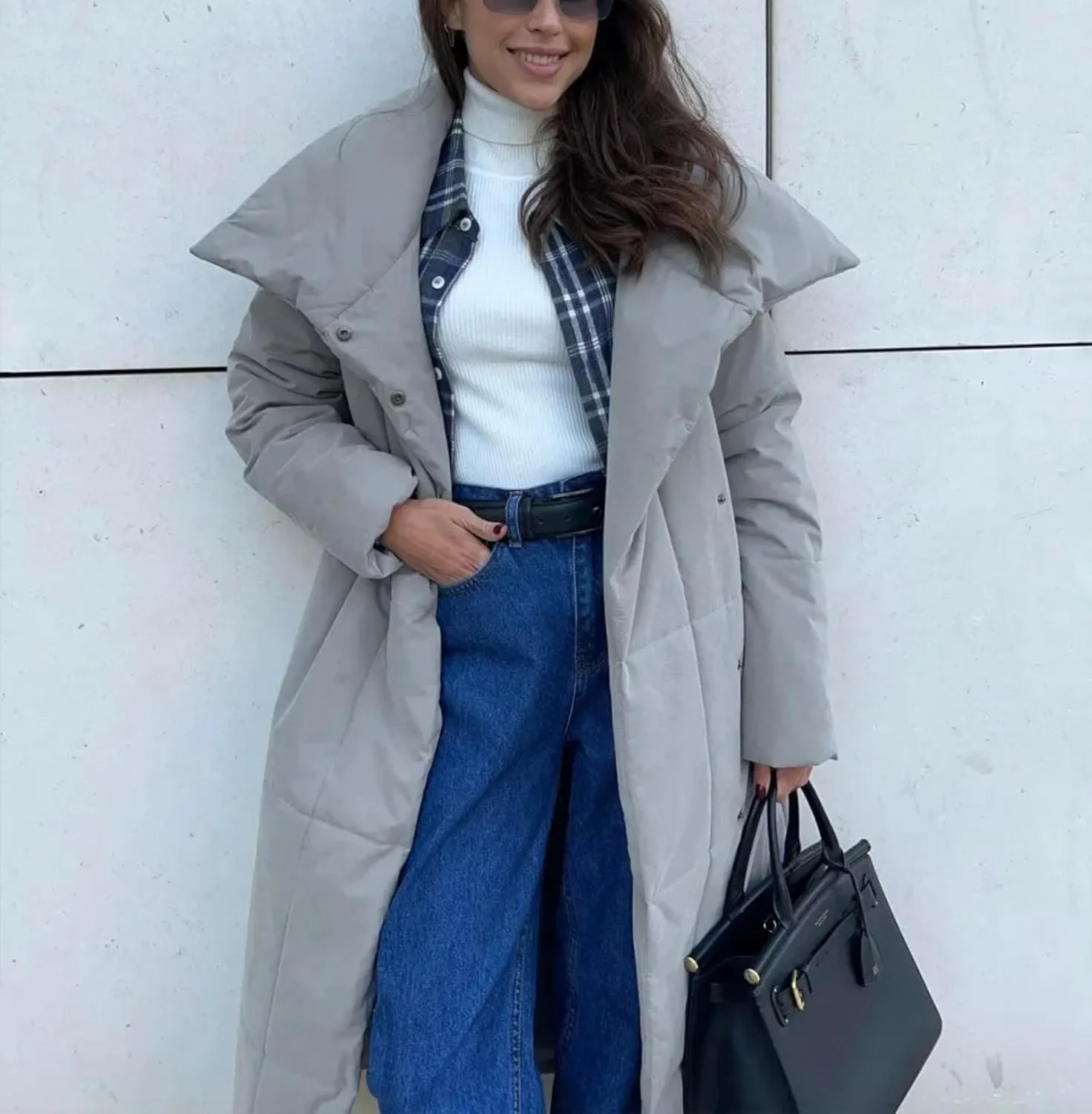 Dawery Women Loose Thicken Jackets Parkas Winter Coats Oversized Warm Long Belt Puffer Jackets Ladies Cotton Padded Jacket