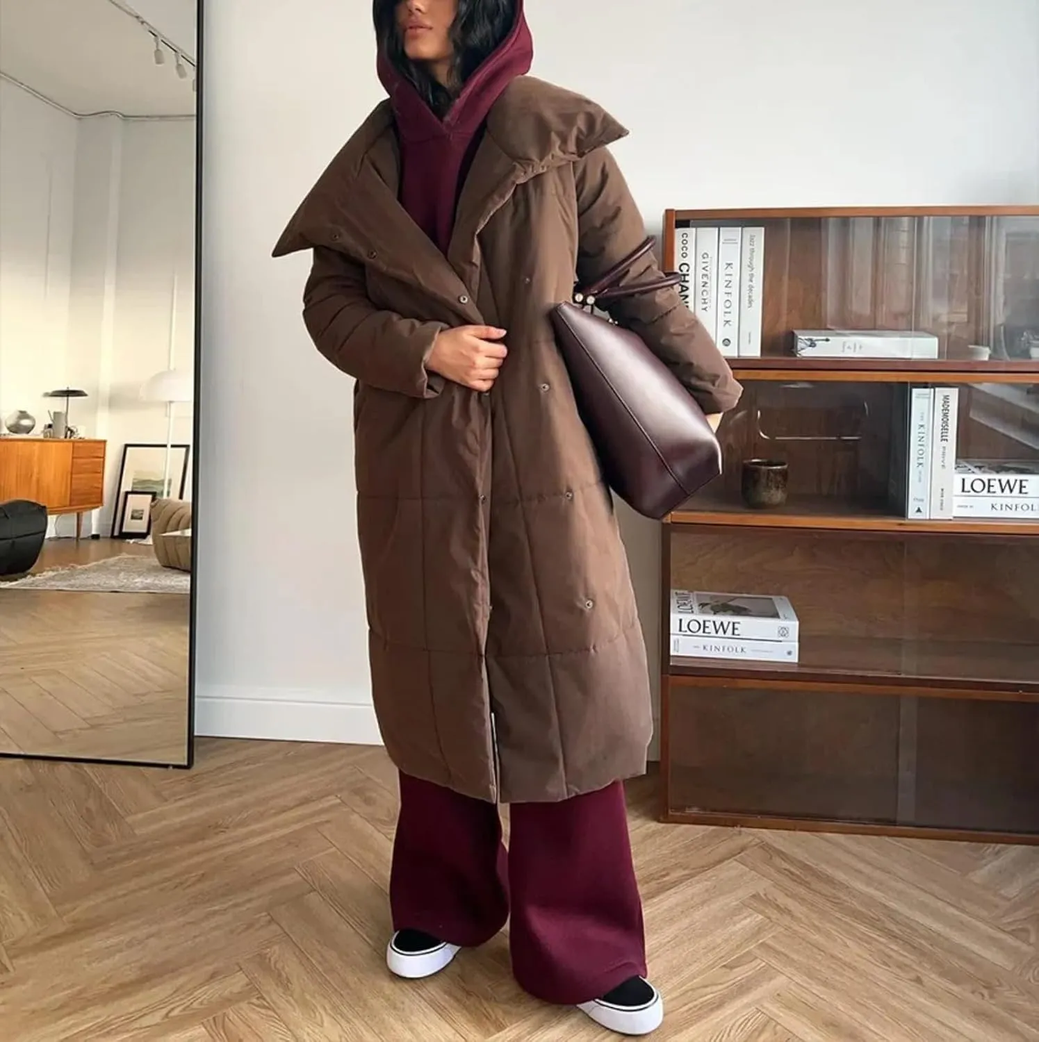 Dawery Women Loose Thicken Jackets Parkas Winter Coats Oversized Warm Long Belt Puffer Jackets Ladies Cotton Padded Jacket