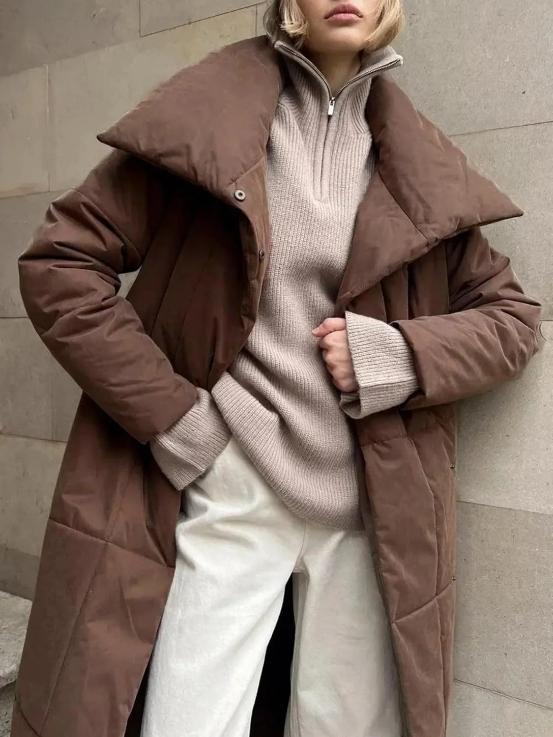 Dawery Women Loose Thicken Jackets Parkas Winter Coats Oversized Warm Long Belt Puffer Jackets Ladies Cotton Padded Jacket
