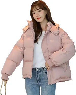Dcvmvmn Women's Warm Down Jacket Winter Hooded Short Cotton Padded Outwear Female Loose Thicken Coat