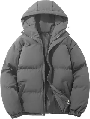 Dcvmvmn Women's Warm Puffer Jacket Hooded Short Parkas Coat Casual Thicken Cotton-Padded Outwear
