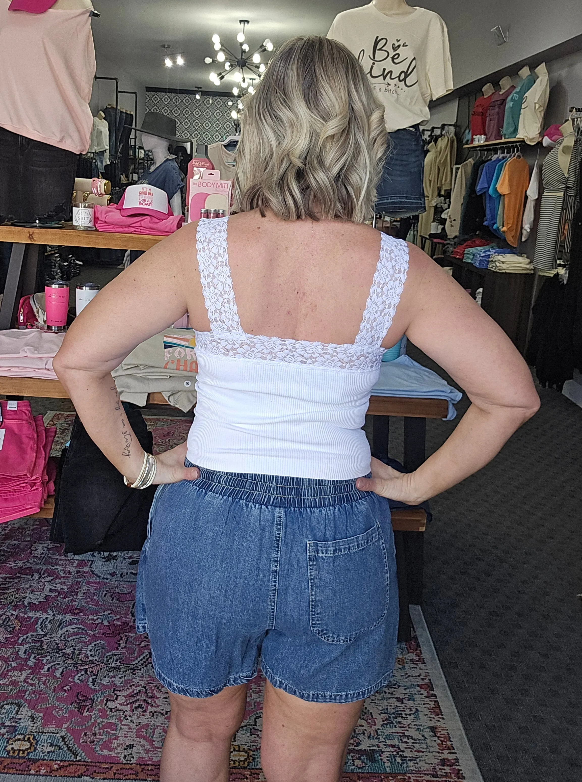 Denim Drawstring Skorts