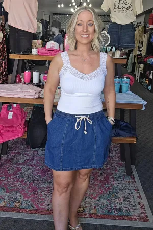Denim Drawstring Skorts