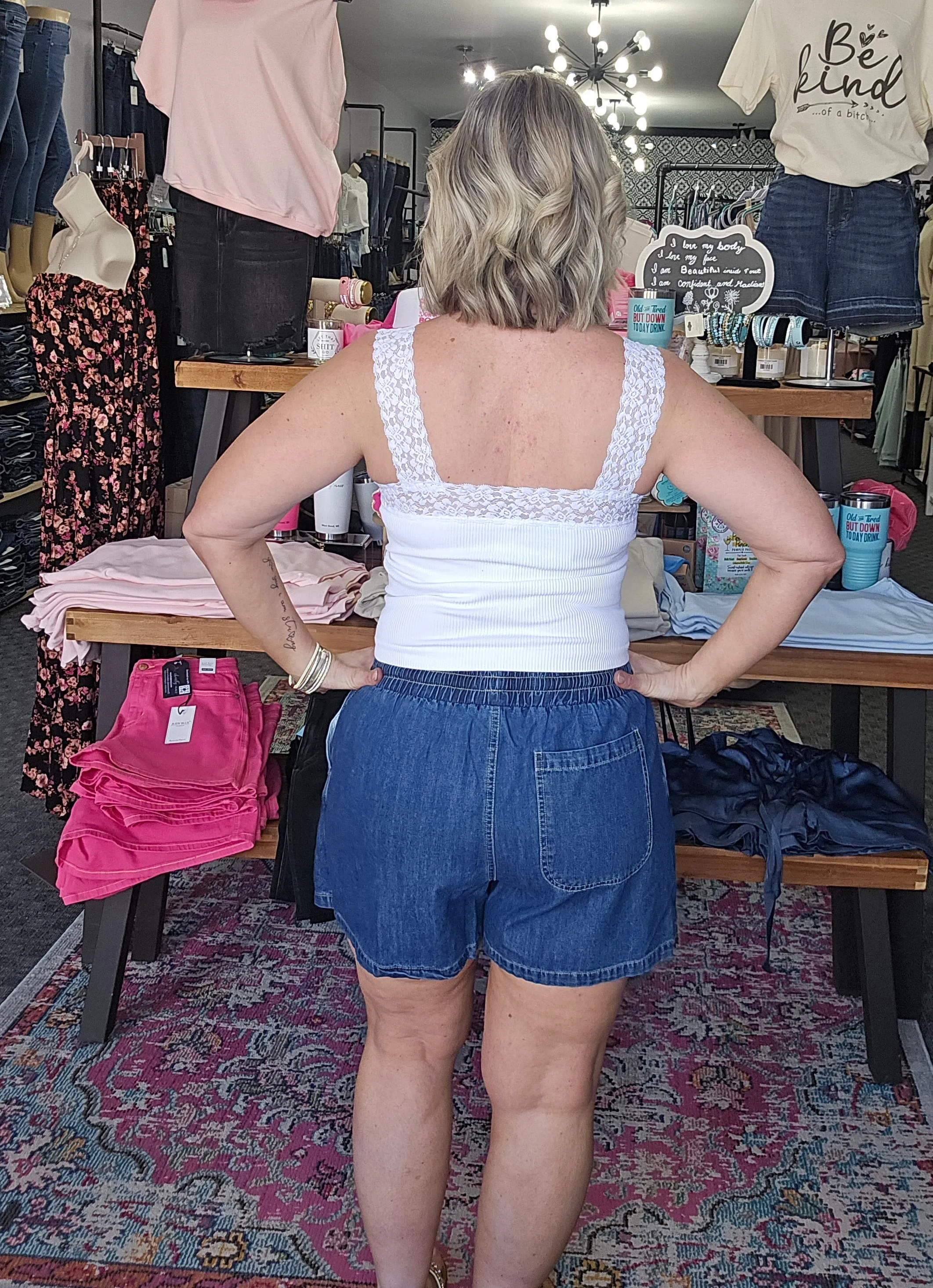 Denim Drawstring Skorts