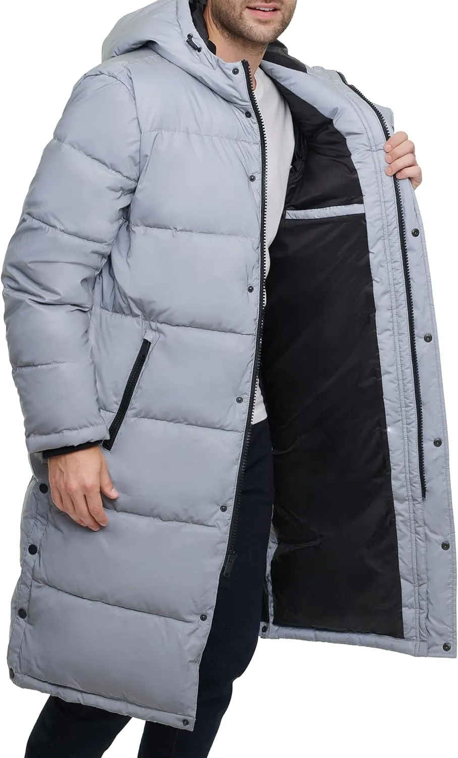 DKNY Arctic Cloth Hooded Extra Long Parka Jacket
