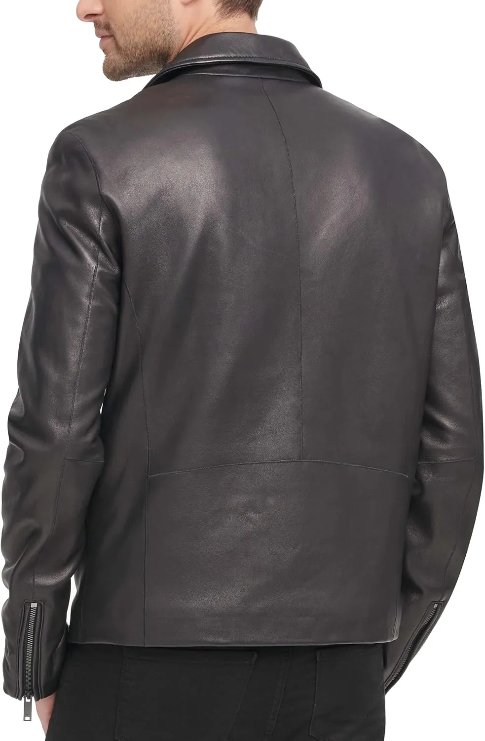 DKNY Men's Leather Motorcycle Jacket