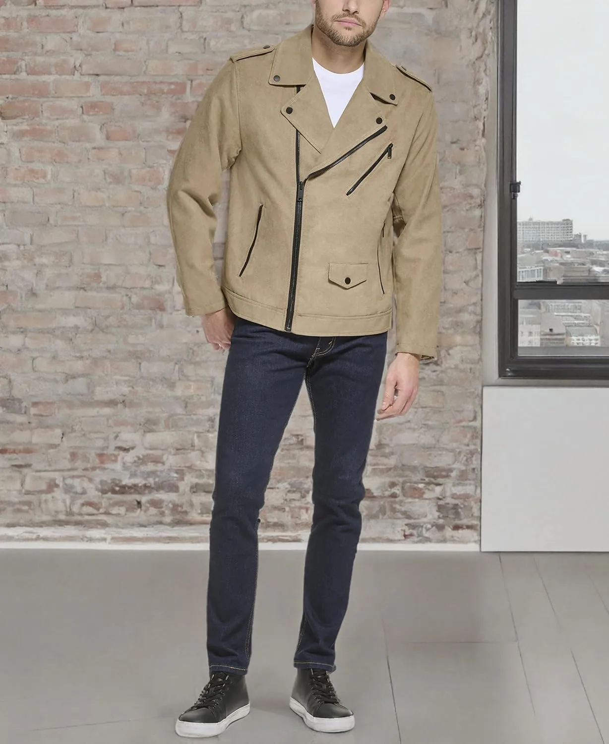 DKNY Men's Modern Motorcycle Jacket