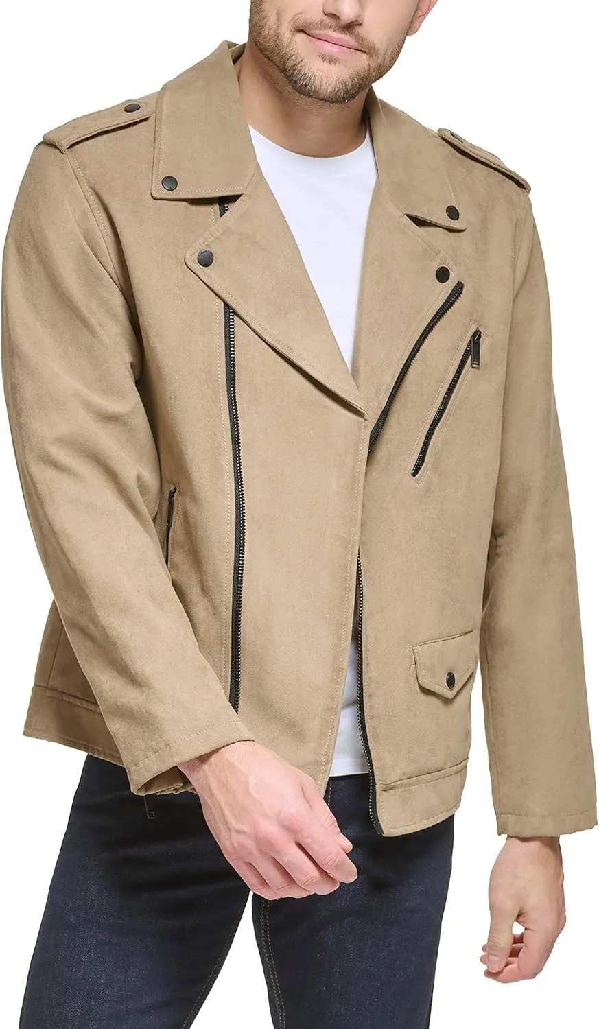DKNY Men's Modern Motorcycle Jacket