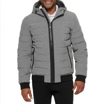 DKNY Men's Quilted Performance Hooded Bomber Jacket