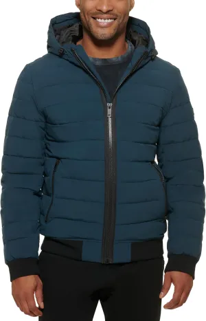 DKNY Men's Quilted Performance Hooded Bomber Jacket