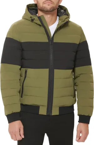 DKNY Men's Quilted Performance Hooded Bomber Jacket